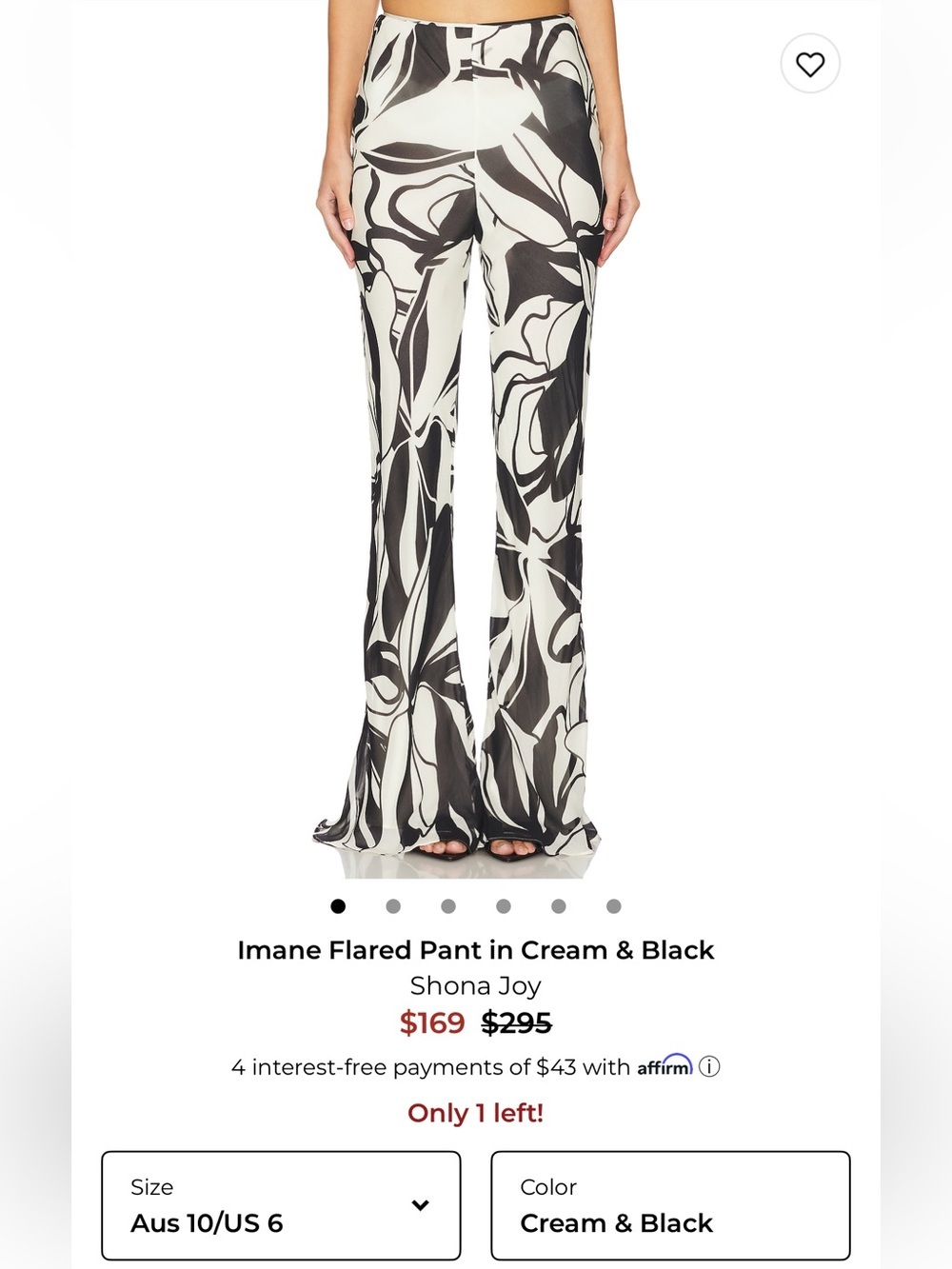 Shonajoy Imane flare pant in cream and black